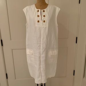 JCREW linen dress with gold grommets